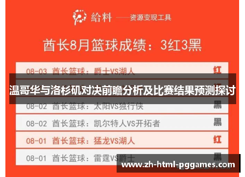 温哥华与洛杉矶对决前瞻分析及比赛结果预测探讨